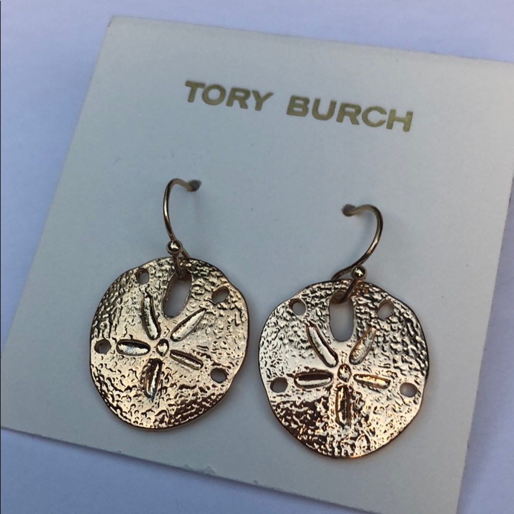 Tory Burch Sand Dollar Gold Tone Earrings